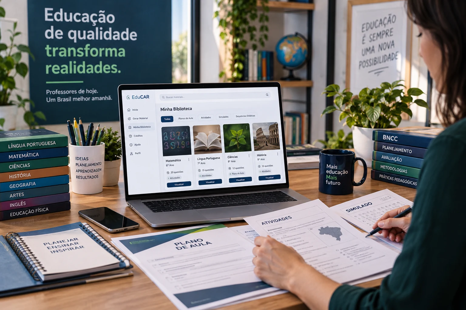 Painel educar.pro aberto no computador de uma professora.